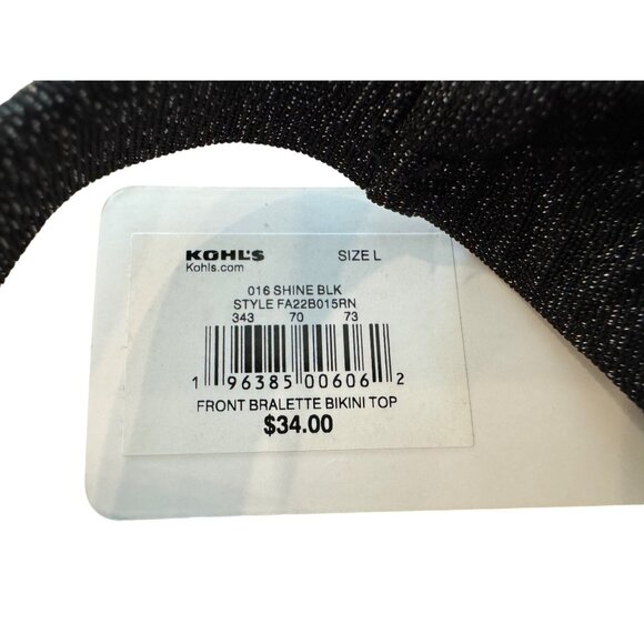 Freshwater Sparkly Bikini Bralette Top Women’s L Black Adjustable Straps Swimwea - Picture 3 of 4